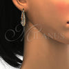 Oro Laminado Medium Hoop, Gold Filled Style with Rose and Light Green Crystal, Polished, Golden Finish, 02.170.0180.30