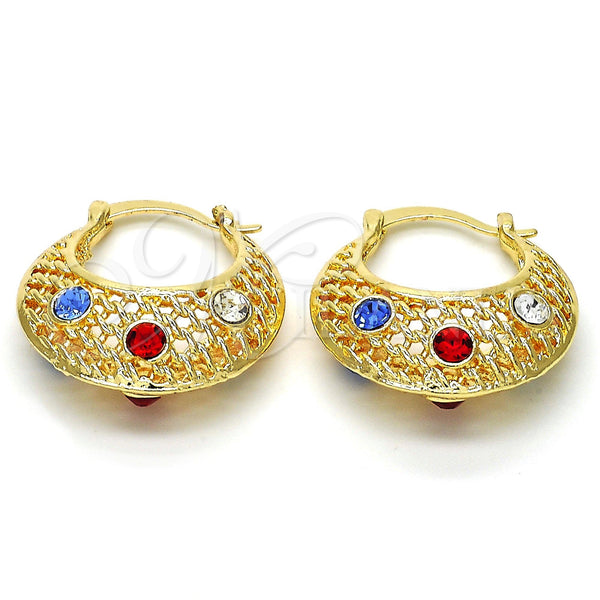 Gold Filled Hoop Earrings — Small Hoop with Multicolor Crystal Polished 02. — main product view — SKU 114972 | Oro Laminado aretes de aro — Small Hoop with Multicolor cristal pulido 02. — SKU 114972