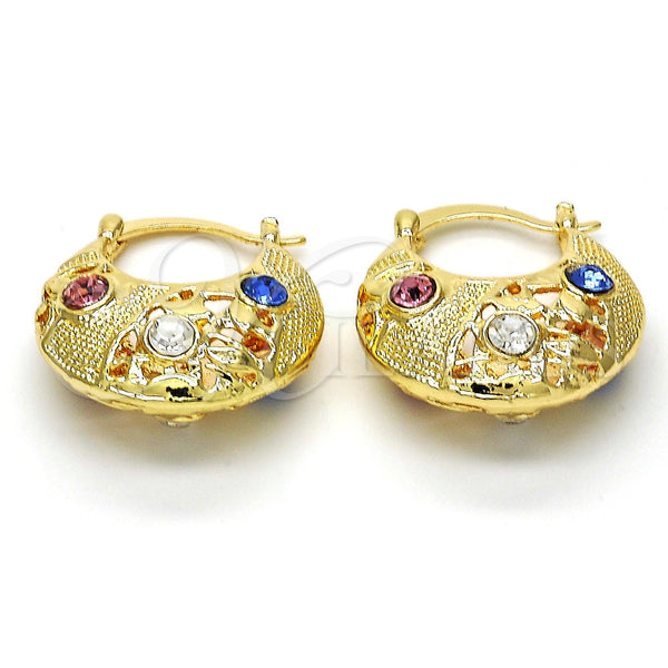 Gold Filled Hoop Earrings — Small Hoop with Multicolor Crystal Polished 02. — main product view — SKU 114973 | Oro Laminado aretes de aro — Small Hoop with Multicolor cristal pulido 02. — SKU 114973