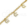 Oro Laminado Charm Bracelet, Gold Filled Style Elephant Design, with White Crystal, White Enamel Finish, Golden Finish, 03.63.1797.07 (05 MM Thickness, 7 Inches Length)