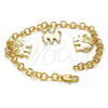 Oro Laminado Charm Bracelet, Gold Filled Style Elephant Design, with White Crystal, White Enamel Finish, Golden Finish, 03.63.1797.07 (05 MM Thickness, 7 Inches Length)