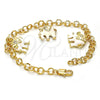 Oro Laminado Charm Bracelet, Gold Filled Style Elephant Design, with White Crystal, White Enamel Finish, Golden Finish, 03.63.1797.07 (05 MM Thickness, 7 Inches Length)