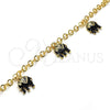 Oro Laminado Charm Bracelet, Gold Filled Style Elephant Design, with White Crystal, Black Enamel Finish, Golden Finish, 03.63.1797.1.07 (05 MM Thickness, 7 Inches Length)