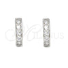 Sterling Silver Huggie Hoop, with White Cubic Zirconia, Polished, Rhodium Finish, 02.290.0001.10