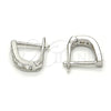 Sterling Silver Huggie Hoop, with White Cubic Zirconia, Polished, Rhodium Finish, 02.290.0001.10