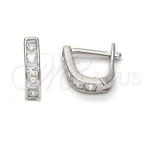 Sterling Silver Hoop Earrings — Huggie Hoop with White Cubic Zirconia Polished 02. — main product view — SKU 114982 | Plata 925 aretes de aro — Huggie Hoop with blanco Cubic Zirconia pulido 02. — SKU 114982
