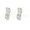 Sterling Silver Huggie Hoop, with White Cubic Zirconia, Polished, Rhodium Finish, 02.290.0002.10