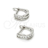 Sterling Silver Huggie Hoop, with White Cubic Zirconia, Polished, Rhodium Finish, 02.290.0002.10
