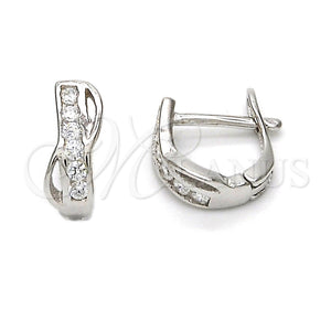 Sterling Silver Hoop Earrings — Huggie Hoop with White Cubic Zirconia Polished 02. — main product view — SKU 114983 | Plata 925 aretes de aro — Huggie Hoop with blanco Cubic Zirconia pulido 02. — SKU 114983