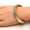 Oro Laminado Individual Bangle, Gold Filled Style with White Crystal, Polished, Golden Finish, 07.252.0038.05 (08 MM Thickness, Size 5 (2.50 Diameter))