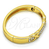 Oro Laminado Individual Bangle, Gold Filled Style with White Crystal, Polished, Golden Finish, 07.252.0038.05 (08 MM Thickness, Size 5 (2.50 Diameter))