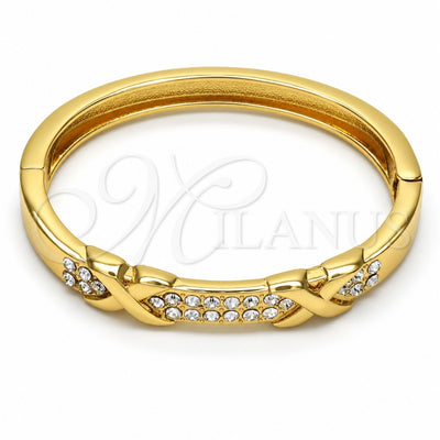 Oro Laminado Individual Bangle, Gold Filled Style with White Crystal, Polished, Golden Finish, 07.252.0038.05 (08 MM Thickness, Size 5 (2.50 Diameter))