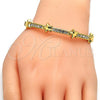 Oro Laminado Individual Bangle, Gold Filled Style Star Design, with White Crystal, Polished, Golden Finish, 07.252.0042.04 (04 MM Thickness, Size 4 (2.25 Diameter))