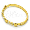 Oro Laminado Individual Bangle, Gold Filled Style Star Design, with White Crystal, Polished, Golden Finish, 07.252.0042.04 (04 MM Thickness, Size 4 (2.25 Diameter))