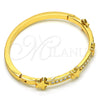 Oro Laminado Individual Bangle, Gold Filled Style Star Design, with White Crystal, Polished, Golden Finish, 07.252.0042.04 (04 MM Thickness, Size 4 (2.25 Diameter))