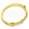 Oro Laminado Individual Bangle, Gold Filled Style Star Design, with White Crystal, Polished, Golden Finish, 07.252.0042.04 (04 MM Thickness, Size 4 (2.25 Diameter))