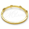 Oro Laminado Individual Bangle, Gold Filled Style Star Design, with White Crystal, Polished, Golden Finish, 07.252.0042.04 (04 MM Thickness, Size 4 (2.25 Diameter))
