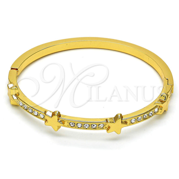Gold Filled Jewelry — Individual Bangle Star Design with White Crystal Polished — main product view — SKU 115011 | Oro Laminado joyería — Individual Bangle estrella diseño with cristal blanco pulido — SKU 115011