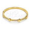 Oro Laminado Individual Bangle, Gold Filled Style Star Design, with White Crystal, Polished, Golden Finish, 07.252.0042.04 (04 MM Thickness, Size 4 (2.25 Diameter))