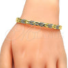 Oro Laminado Individual Bangle, Gold Filled Style with White Crystal, Polished, Golden Finish, 07.252.0036.04 (06 MM Thickness, Size 4 (2.25 Diameter))