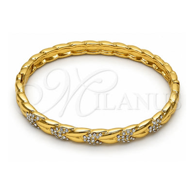 Oro Laminado Individual Bangle, Gold Filled Style with White Crystal, Polished, Golden Finish, 07.252.0036.04 (06 MM Thickness, Size 4 (2.25 Diameter))