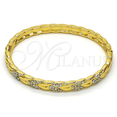 Oro Laminado Individual Bangle, Gold Filled Style with White Crystal, Polished, Golden Finish, 07.252.0036.04 (06 MM Thickness, Size 4 (2.25 Diameter))