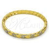 Oro Laminado Individual Bangle, Gold Filled Style with White Crystal, Polished, Golden Finish, 07.252.0036.04 (06 MM Thickness, Size 4 (2.25 Diameter))