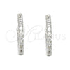 Sterling Silver Huggie Hoop, with White Cubic Zirconia, Polished, Rhodium Finish, 02.291.0007.15