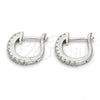 Sterling Silver Huggie Hoop, with White Cubic Zirconia, Polished, Rhodium Finish, 02.291.0007.15