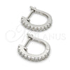 Sterling Silver Huggie Hoop, with White Cubic Zirconia, Polished, Rhodium Finish, 02.291.0007.15