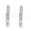 Sterling Silver Huggie Hoop, with White Cubic Zirconia, Polished, Rhodium Finish, 02.291.0008.15