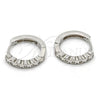 Sterling Silver Huggie Hoop, with White Cubic Zirconia, Polished, Rhodium Finish, 02.291.0008.15