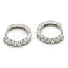 Sterling Silver Huggie Hoop, with White Cubic Zirconia, Polished, Rhodium Finish, 02.291.0008.15