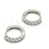 Sterling Silver Huggie Hoop, with White Cubic Zirconia, Polished, Rhodium Finish, 02.291.0008.15