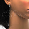 Sterling Silver Huggie Hoop, with White Cubic Zirconia, Polished, Rhodium Finish, 02.291.0011.15