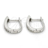 Sterling Silver Huggie Hoop, with White Cubic Zirconia, Polished, Rhodium Finish, 02.291.0011.15