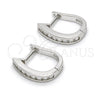 Sterling Silver Huggie Hoop, with White Cubic Zirconia, Polished, Rhodium Finish, 02.291.0011.15