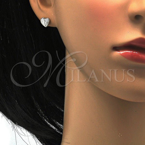 Sterling Silver Ring — Stud Earring Heart Design with White Micro Pave — alternate product view — SKU 115034 | Plata 925 anillo — Stud Earring corazón diseño with blanco Micro Pave — SKU 115034