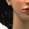 Sterling Silver Stud Earring, Heart Design, with White Micro Pave, Polished, Rhodium Finish, 02.292.0004