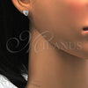 Sterling Silver Stud Earring, Heart Design, with White Micro Pave, Polished, Rhodium Finish, 02.292.0004