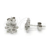 Sterling Silver Stud Earring, Peacock Design, with White Micro Pave, Polished, Rhodium Finish, 02.292.0009