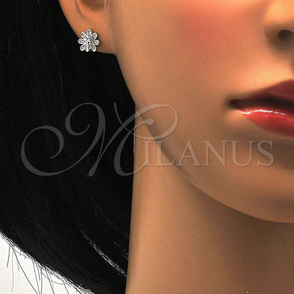 Sterling Silver Ring — Stud Earring Peacock Design with White Micro Pave — alternate product view — SKU 115039 | Plata 925 anillo — Stud Earring Peacock diseño with blanco Micro Pave — SKU 115039