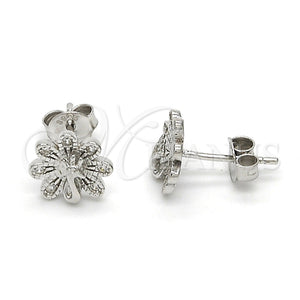Sterling Silver Ring — Stud Earring Peacock Design with White Micro Pave — main product view — SKU 115039 | Plata 925 anillo — Stud Earring Peacock diseño with blanco Micro Pave — SKU 115039
