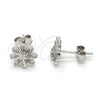 Sterling Silver Stud Earring, Peacock Design, with White Micro Pave, Polished, Rhodium Finish, 02.292.0009