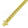 Stainless Steel Basic Bracelet, Miami Cuban Design, Polished, Golden Finish, 03.278.0001.08 (08 MM Thickness, 8 Inches Length)