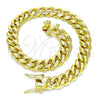 Stainless Steel Basic Bracelet, Miami Cuban and Box Lock Design, Polished, Golden Finish, 03.278.0001.08 (08 MM Thickness, 8 Inches Length)