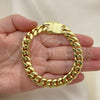 Stainless Steel Basic Bracelet, Miami Cuban Design, Polished, Golden Finish, 03.278.0002.08 (10 MM Thickness, 8 Inches Length)