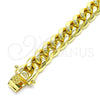Stainless Steel Basic Bracelet, Miami Cuban Design, Polished, Golden Finish, 03.278.0002.08 (10 MM Thickness, 8 Inches Length)