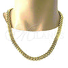 Stainless Steel Basic Necklace, Miami Cuban Design, Polished, Golden Finish, 03.278.0002.24 (10 MM Thickness, 24 Inches Length)