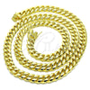 Stainless Steel Basic Necklace, Miami Cuban Design, Polished, Golden Finish, 03.278.0002.30 (10 MM Thickness, 30 Inches Length)